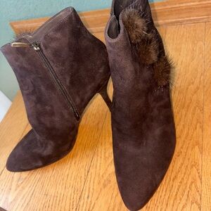 Nordstrom Brown Heeled Boots Suede Ankle Design